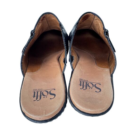 Sofft Mule Clog Womens US 10M Black Embossed Leather Block Heel Slip On 1042101 - Picture 6 of 11